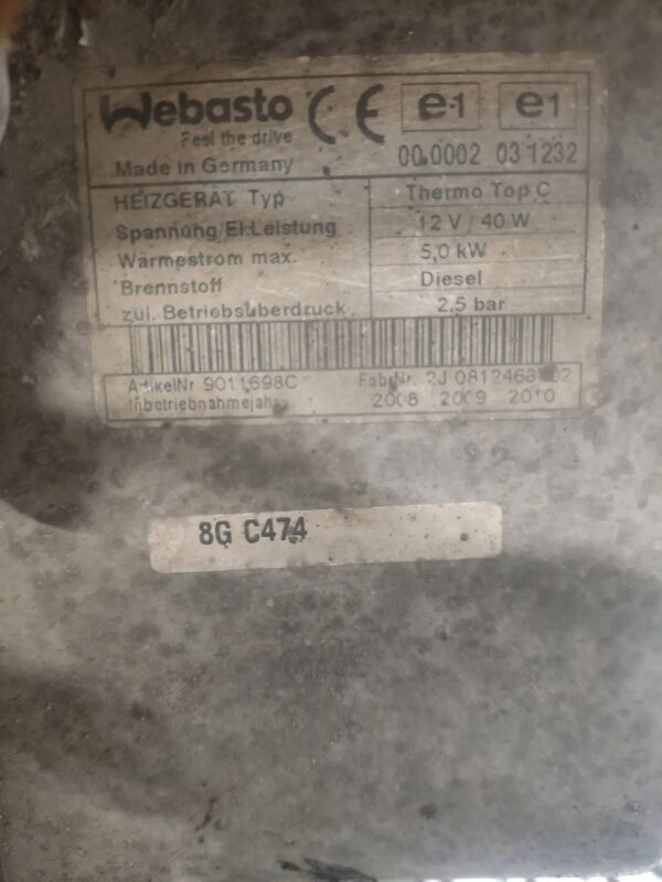 WEBASTO FIAT DUCATO PEUGEOT BOXER CITROEN JUMPER III 9011698C